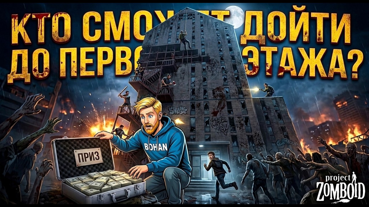 Башня смерти в Project Zomboid: гонка до первого этажа &mdash; 6 игроков, 1 победитель
