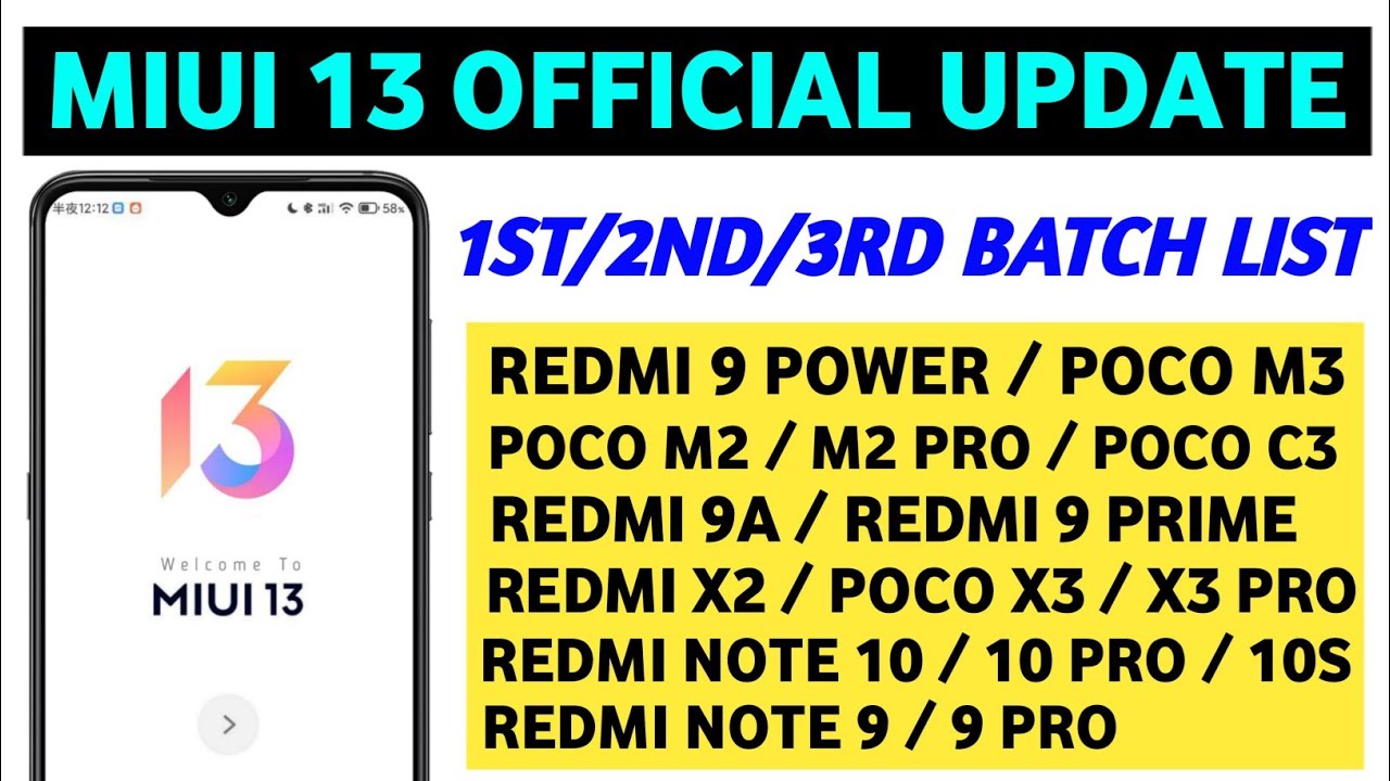 MIUI 13 First , Second And Third Batch List With Update Rollout Time | MIUI 13 Update