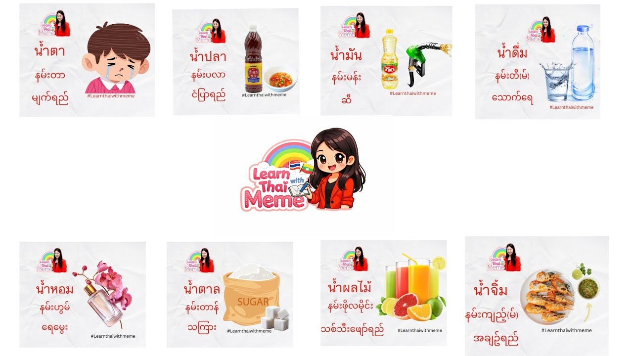 น้ำ 1လုံးထဲသိတာနဲ့  15လုံးသိတဲ့တိုင်းစကား #learnthaiwithmeme #ထိုင်းစာစကား
