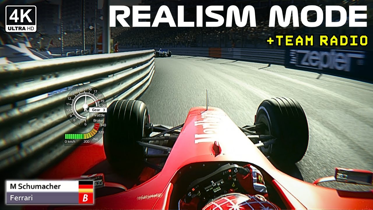 ULTRA REALISTIC GAMEPLAY - Michael Schumacher Race Monaco GP in Ferrari F2002 + Team Radio