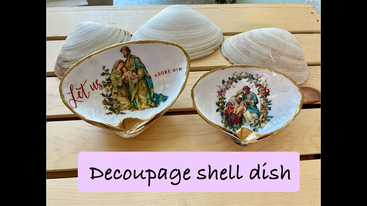 How to decoupage rice paper onto a clam shell