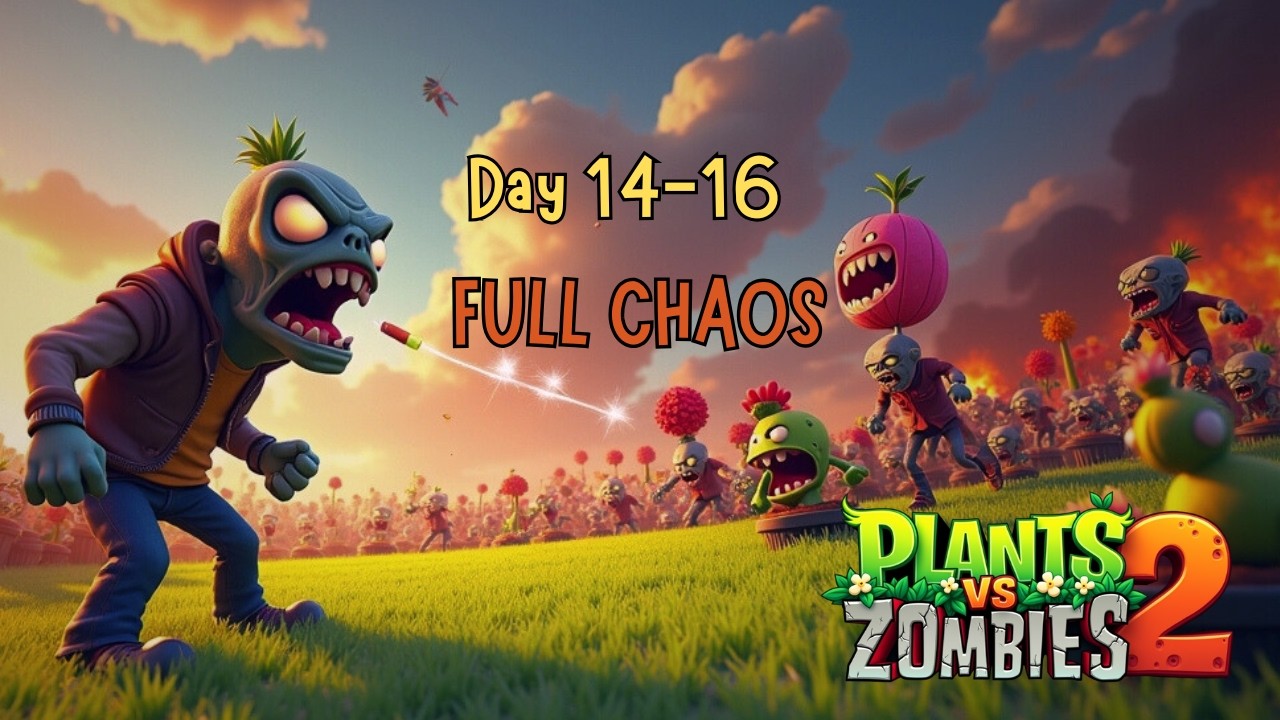 Almost Overwhelmed! Day 14–16 Survival Battle | Plants vs Zombies 2