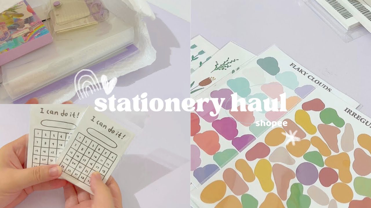 Stationery haul🌷🛒| stickers flakes, memo pads, mini purple binder from shopee.