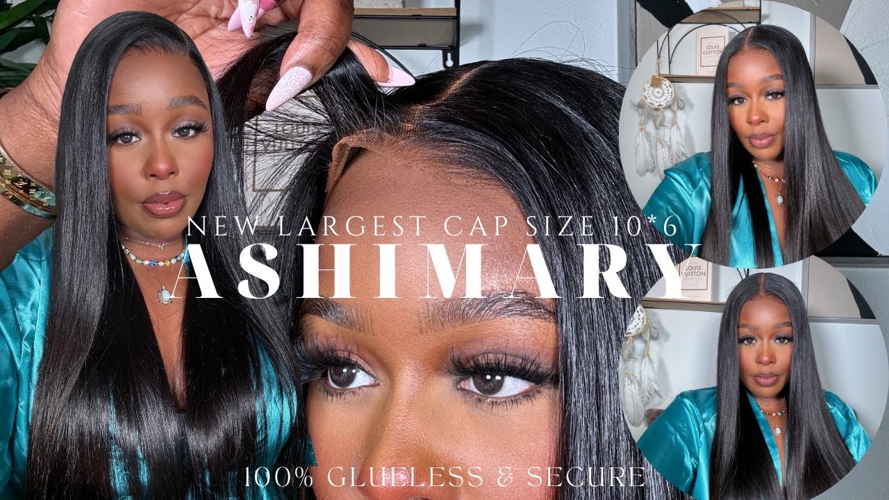 🔥OUT THE BOX LARGEST CAP SIZE! SIMPLE VERY GLUELESS & SECURE 10*6 VERSATILE UNIT!  FT.ASHIMARY HAIR