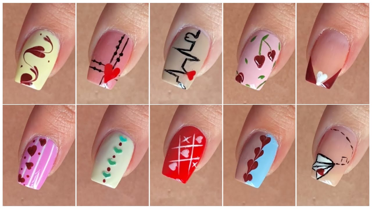 10 Easy Valentine’s Day Nail Art Designs 💖 | Simple & Cute Nail Art for Beginners