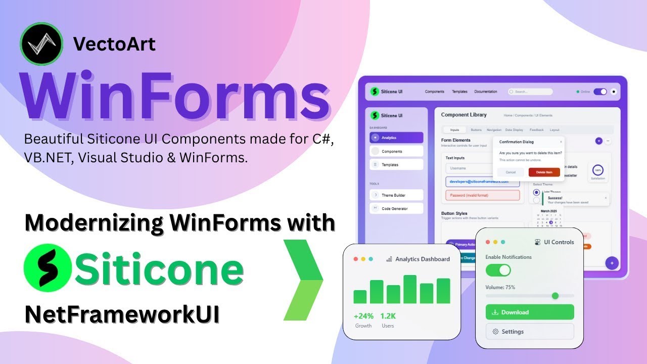 WinForms: Modernizing WinForms with Siticone NetFrameworkUI - By VectoArt