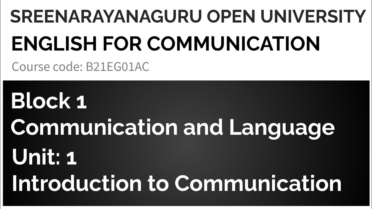 English for Communication | SGOU | Block 1, Unit 1 | Sem 1, Sem 2 etc.