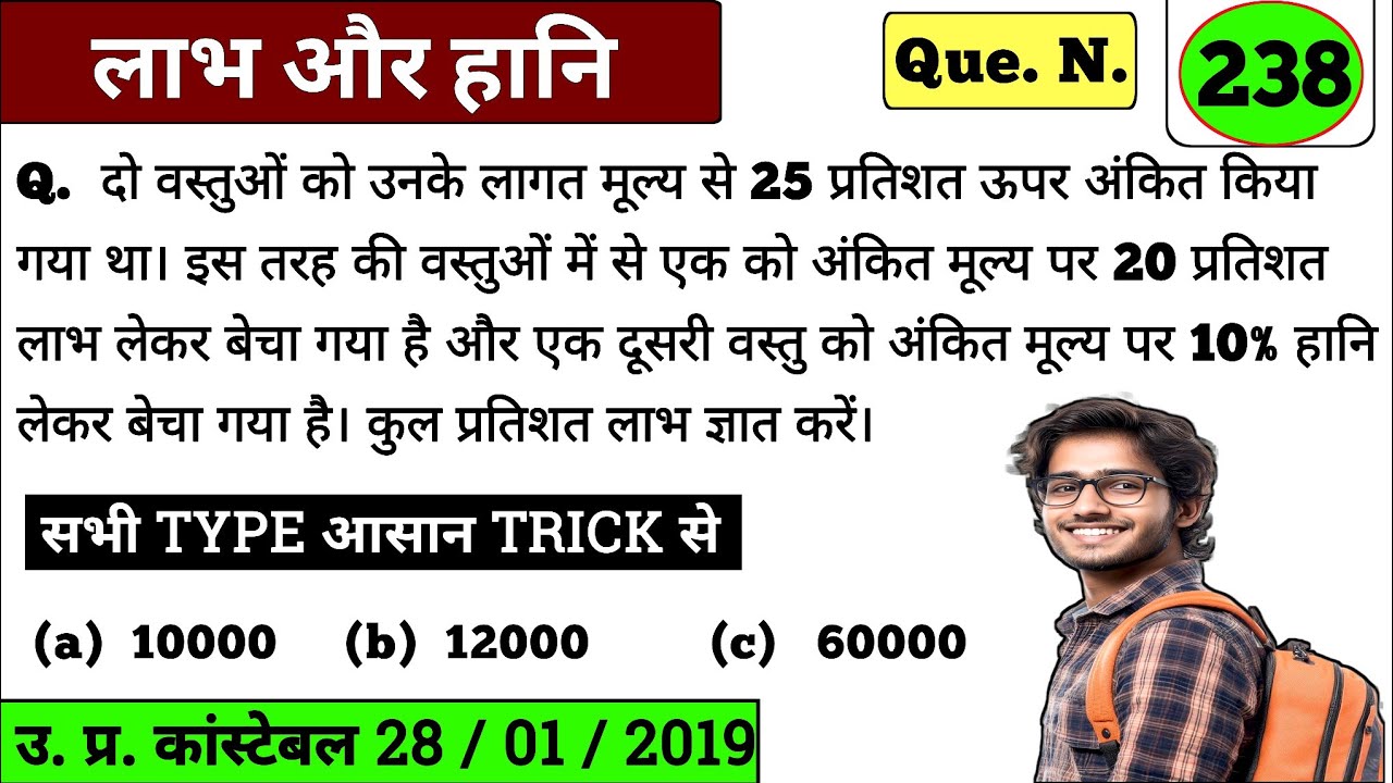 दो वस्तुओं को उनके लागत मूल्य से 25 प्रतिशत ऊपर अंकित किया गया था। इस तरह की वस्तुओं में से एक को 