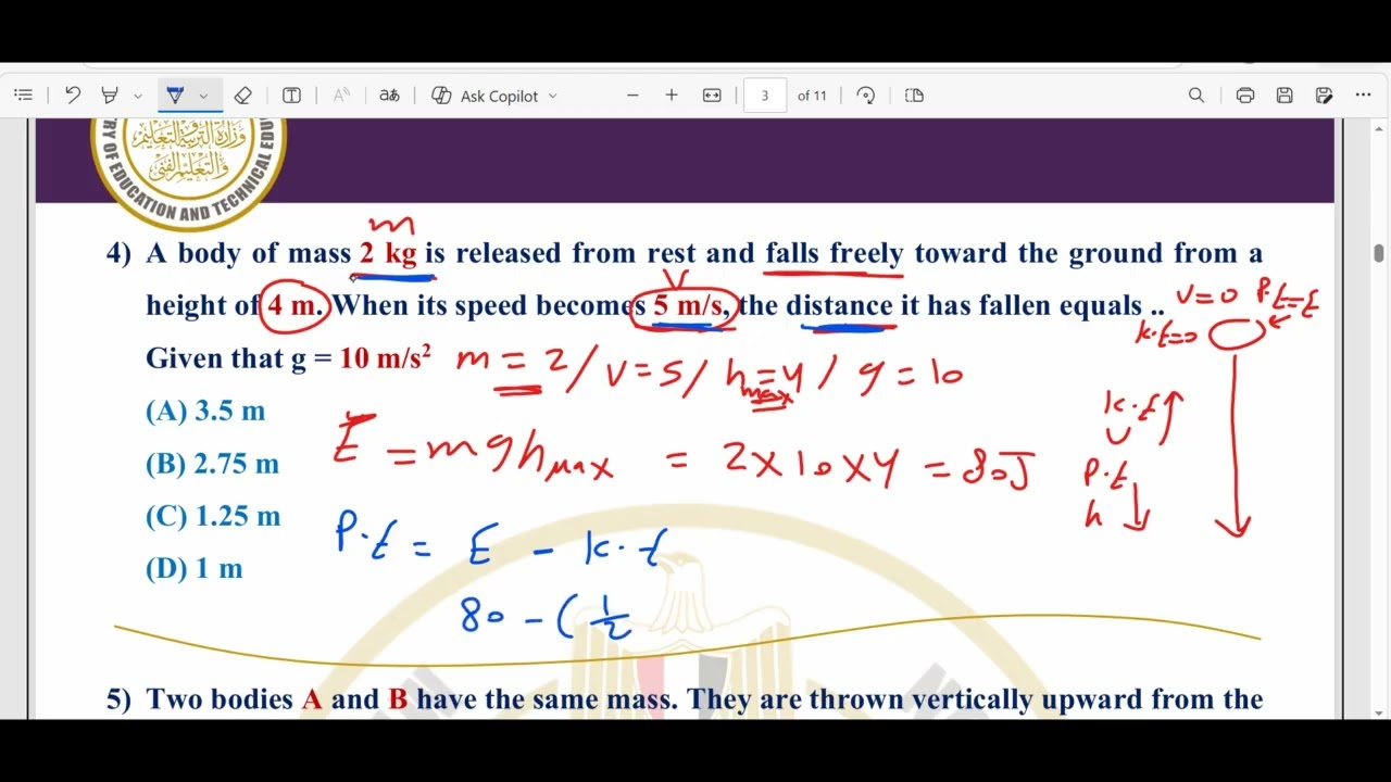 حل اسئلة الوزاره واجب الاسبوع التالت فيزياء لغات physics  تانيه ثانوي  .. Home work week three