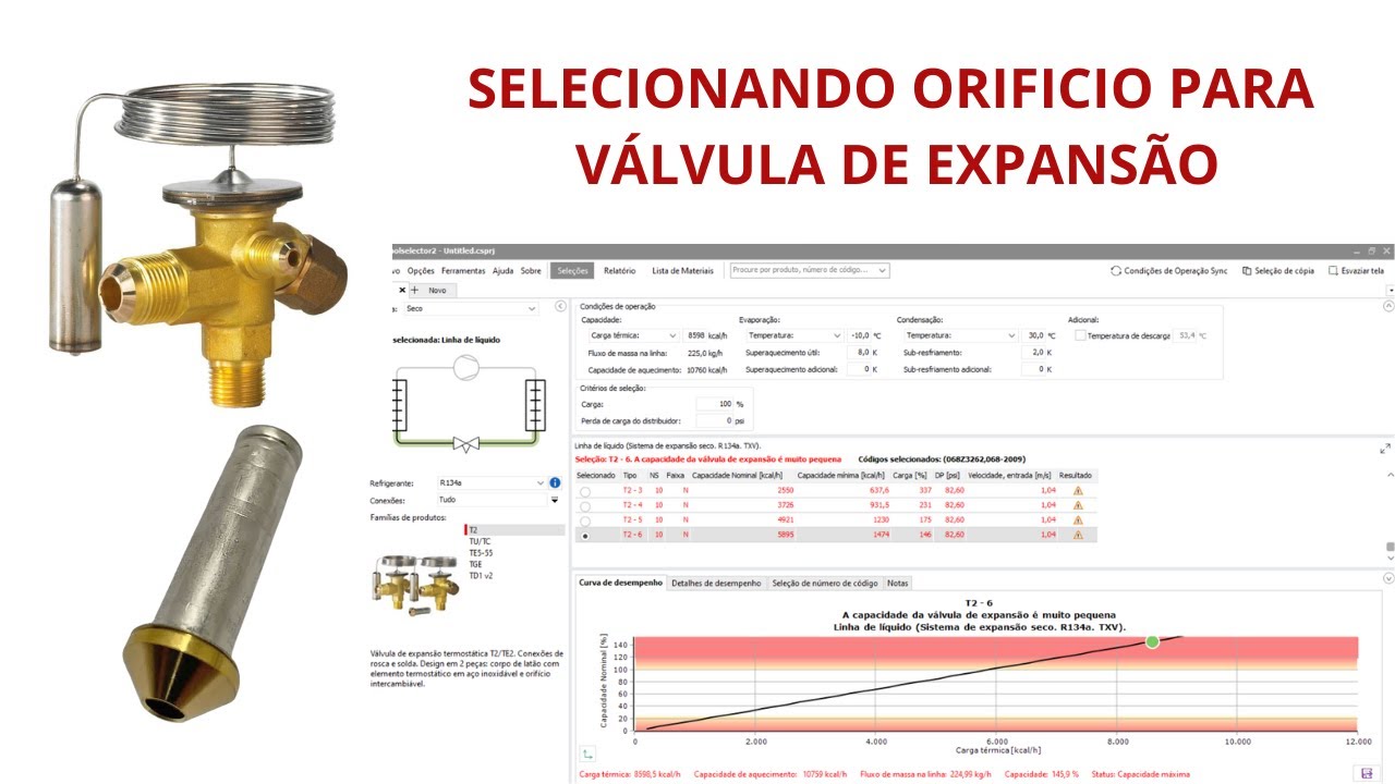 Selecionando orifício para válvula de expansão termostática Danfoss utilizando o CoolSelector