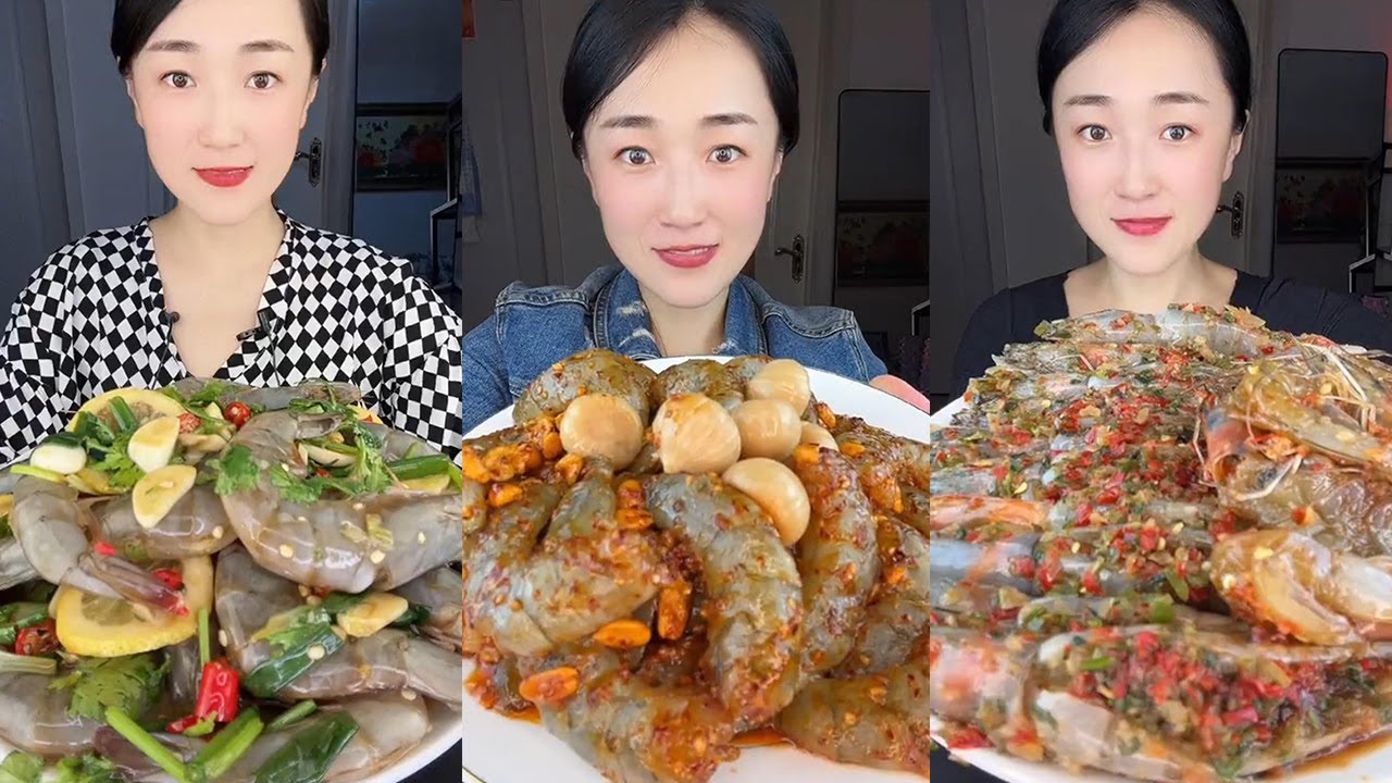 【Yummy】Choking Shrimp+Spicy Sauce Shrimp+Stuffed Shrimp🌶🍋🧄🦐#mukbang#asmr#Seafood