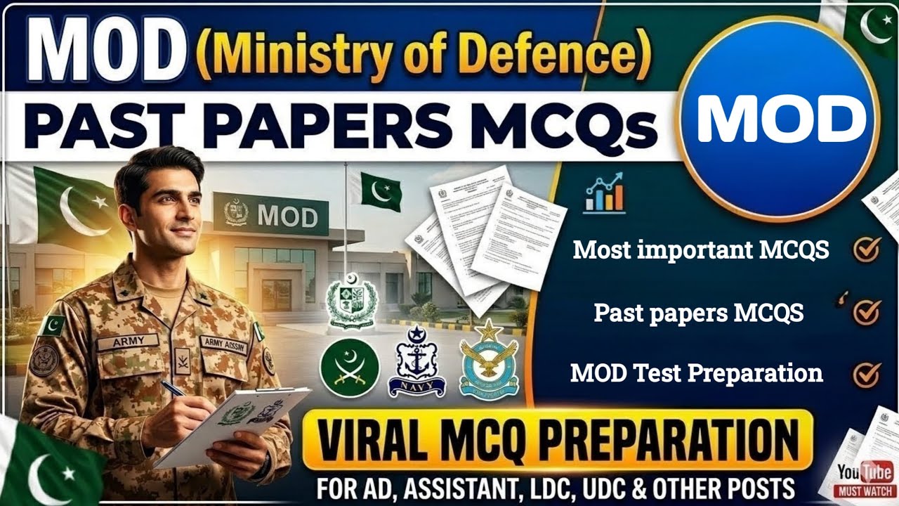 MOD Past Papers Most Important MCQs 2026 | Ministry of Defence Test Preparation