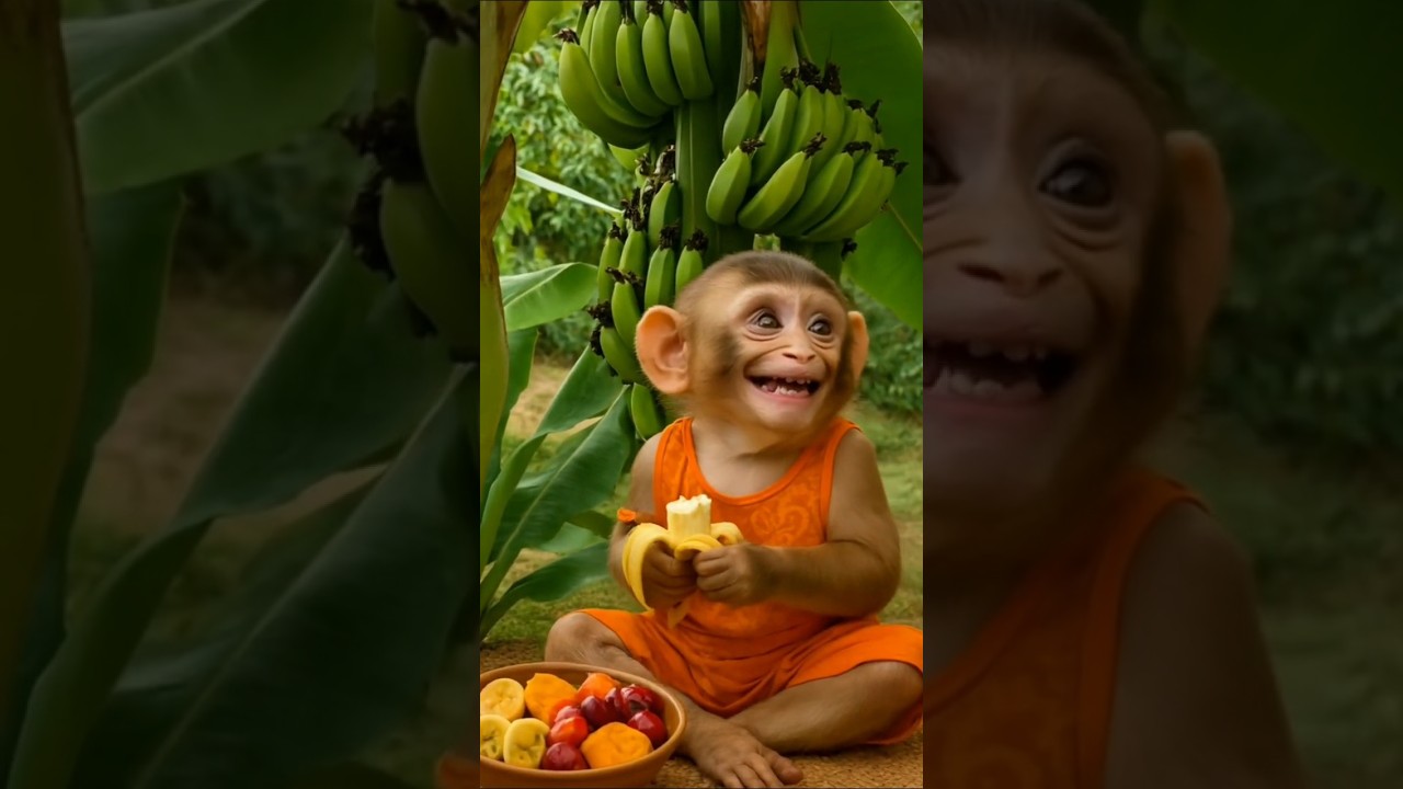Baby monkey eating banana#cute #shorts #animals#monkey#trending#funny #viralvideo #nature #foryou