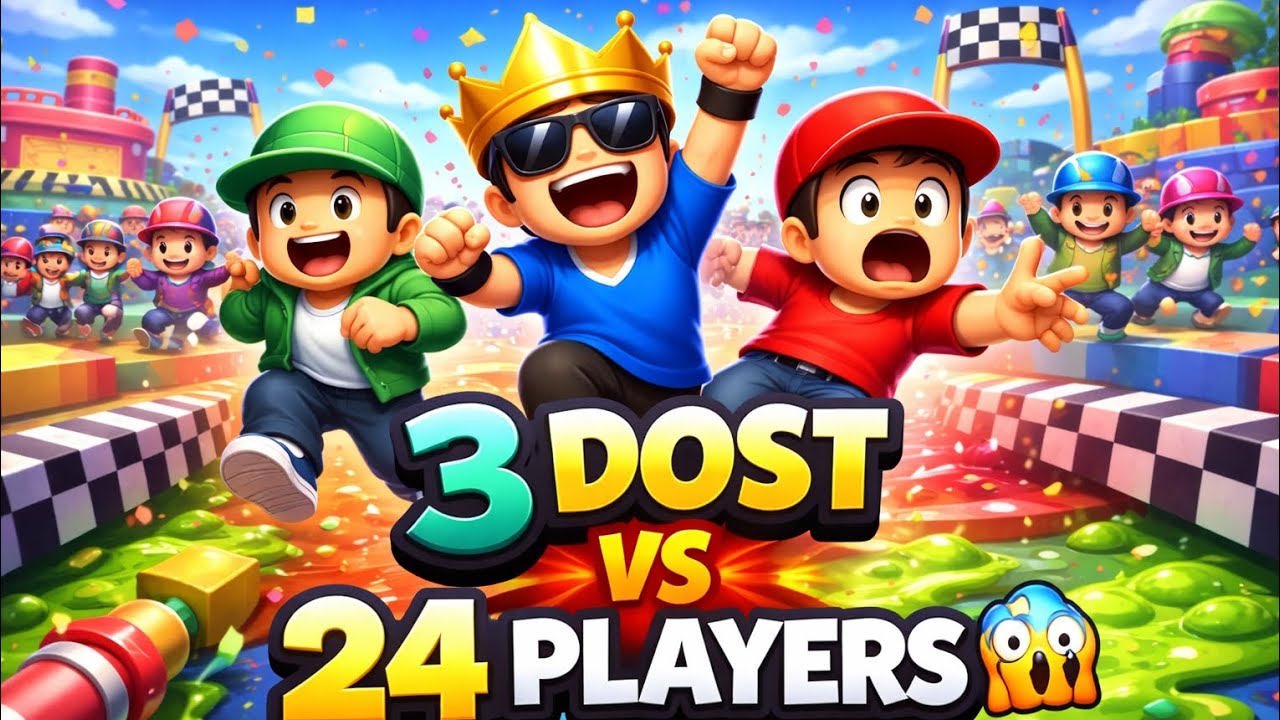 3 Dost vs 24 Players 😱 | Stumble Guys Full Masti Gameplay Hindi