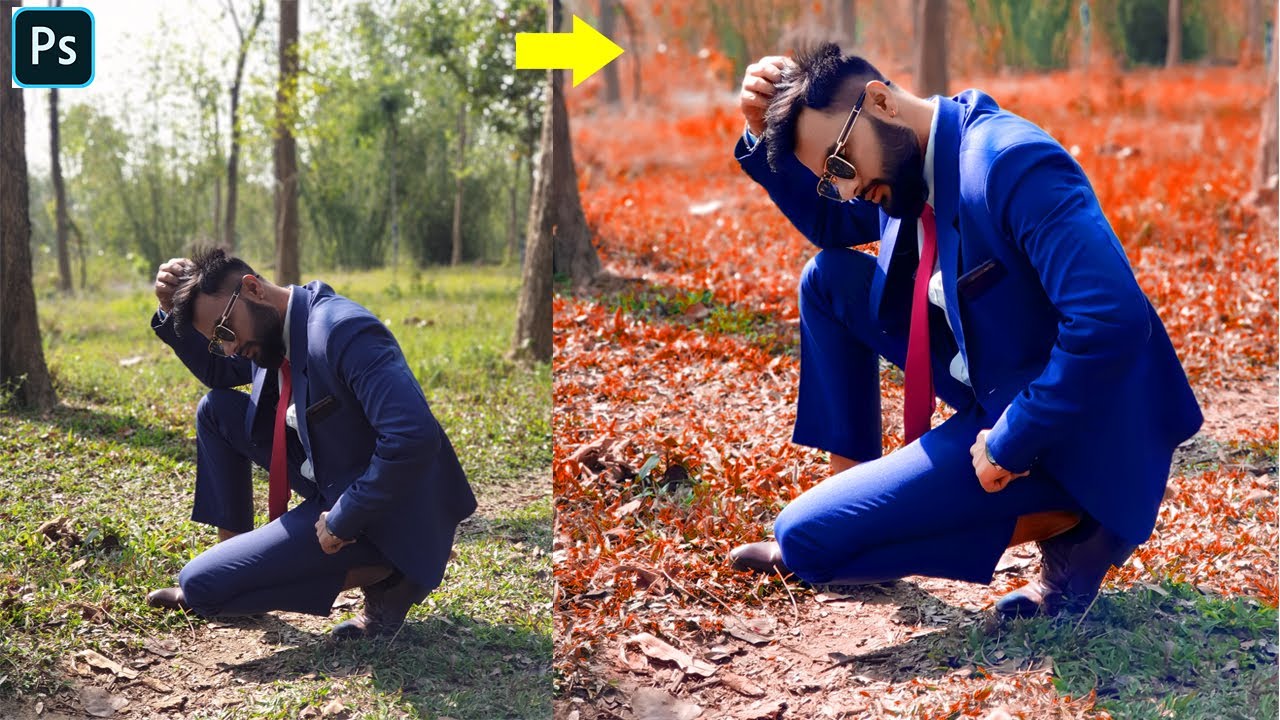 Photoshop Tutorial || Photo Edit using Hue/Saturation and Channel Mixer in Photoshop || Change color