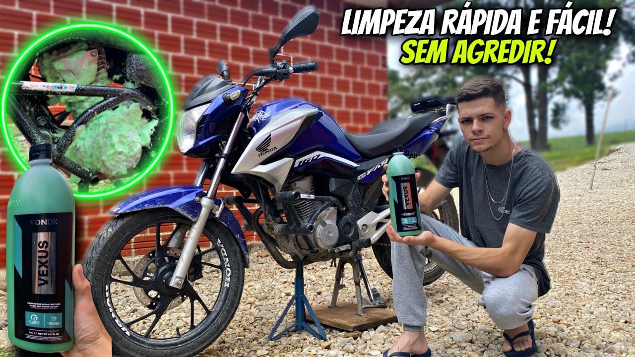 TESTEI O VEXUS LIMPA MOTOR E RODAS DA VONIXX NA MOTO