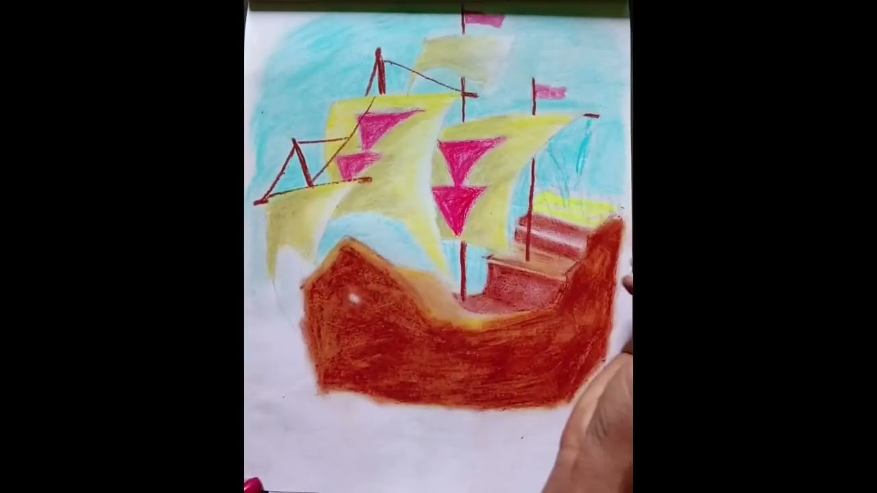 Peaceful Ship Drawing | Relaxing Art Process 