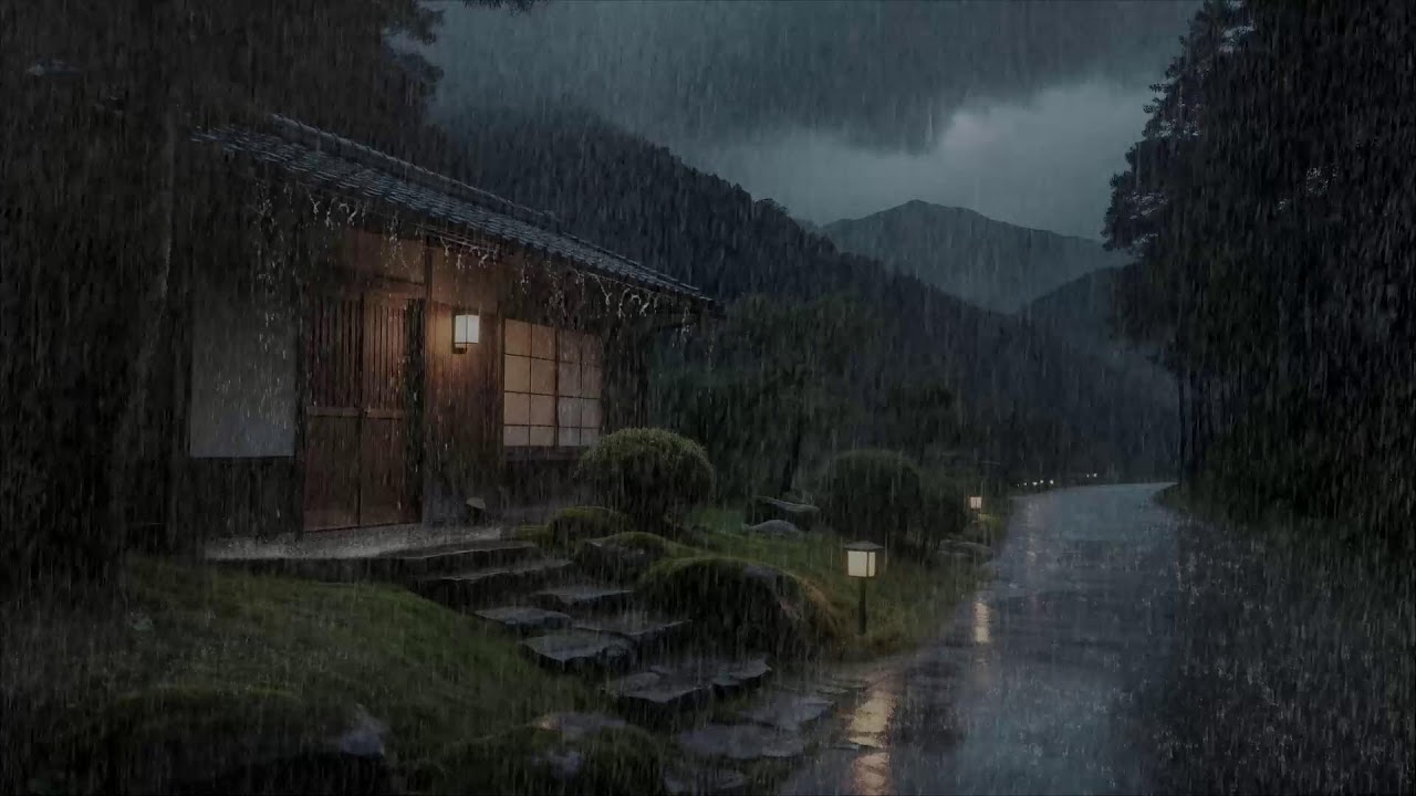Peace Awaits Rain Sounds Falling on Cabin Roof for Deep Sleep and Focus