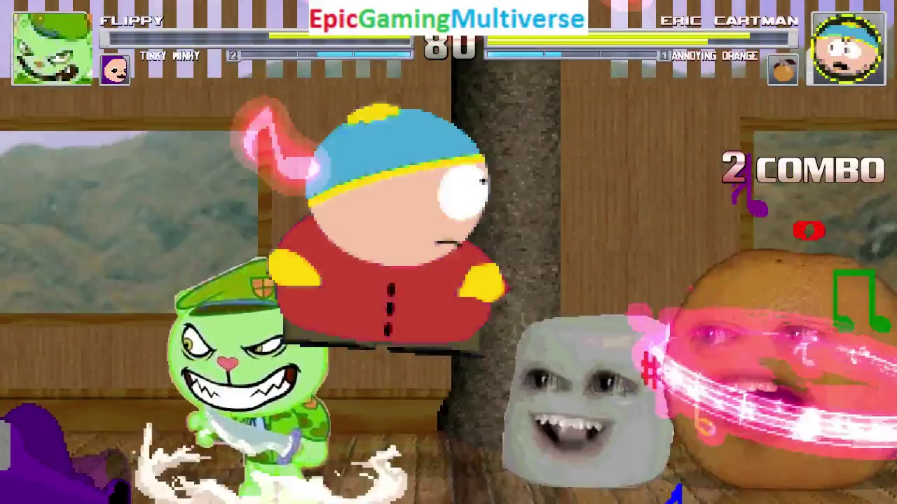 MUGEN Matches / Battles / Fights Of Flippy The Bear, Tinky-Winky The Teletubby, And Annoying Orange