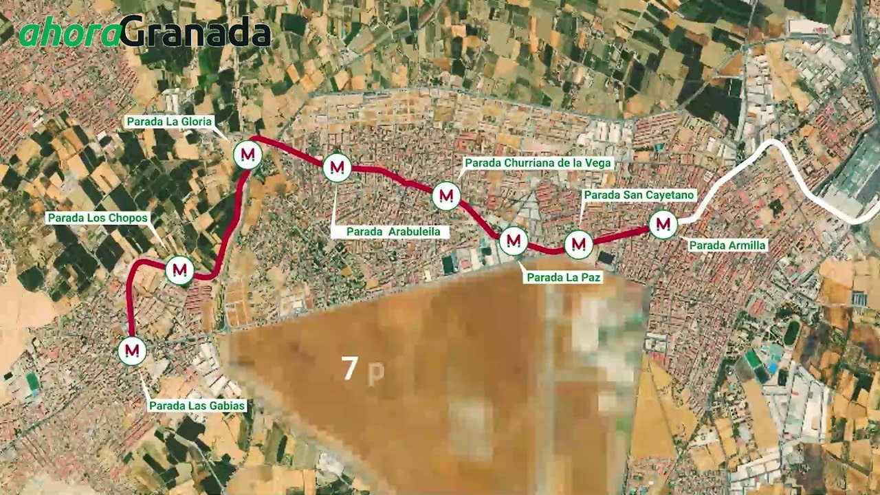 Recreación del trazado del Metro en Las Gabias