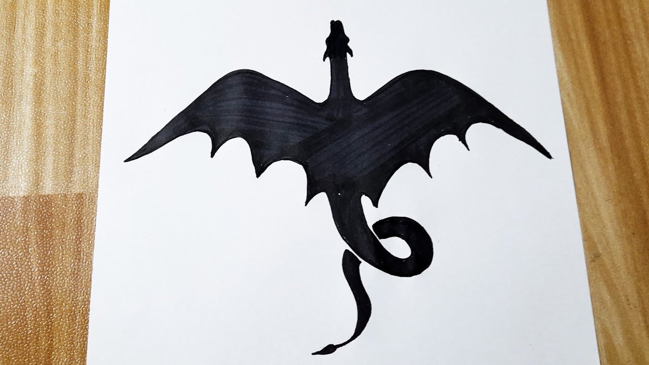 How to draw a tribal dragon || Dragon tattoo