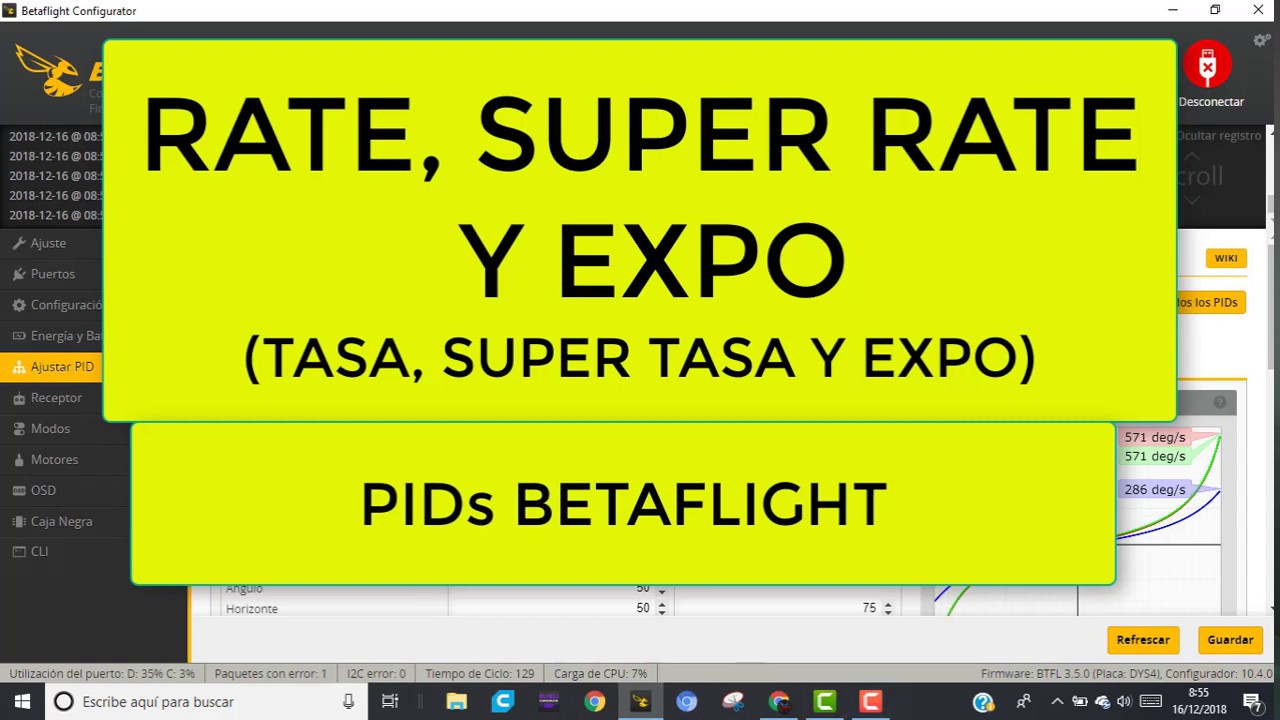 Rate, Super Rate y Expo. Betaflight PIDs