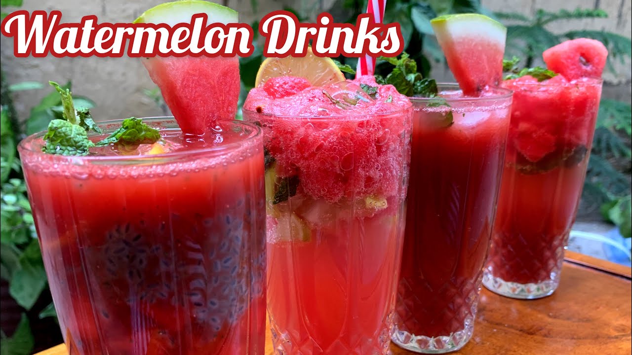 4 ways watermelon drinks| Summer drinks|    तरबूज का शरबत |Watermelon cooler| Lemonade|Mojito