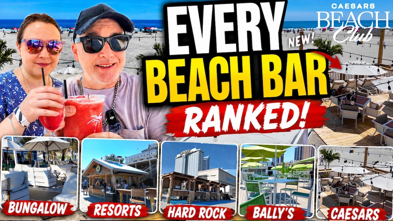EVERY Beach Bar in Atlantic City & New Caesars Club (Ranked Worst to Best!) 🏖️🍹Review Tour