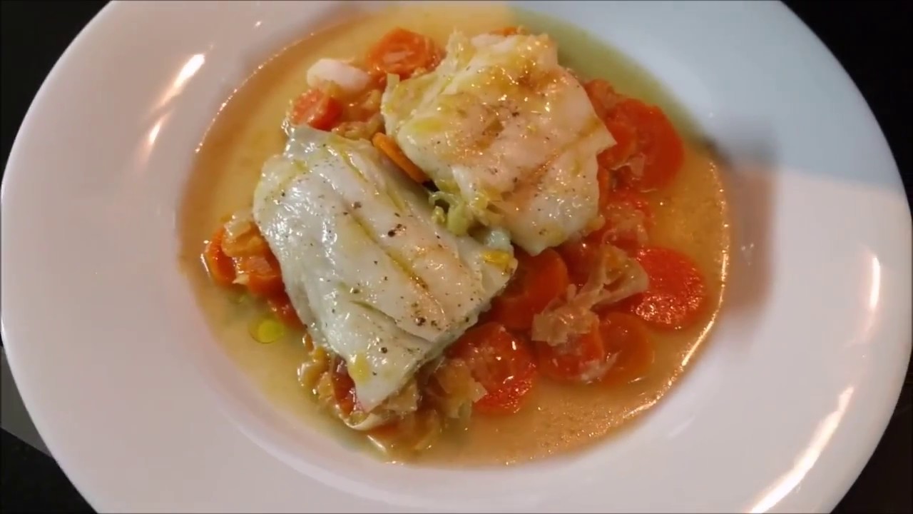 Bacalao con verduritas y salsa de mejillones  Cocción lenta en cubeta slowpot