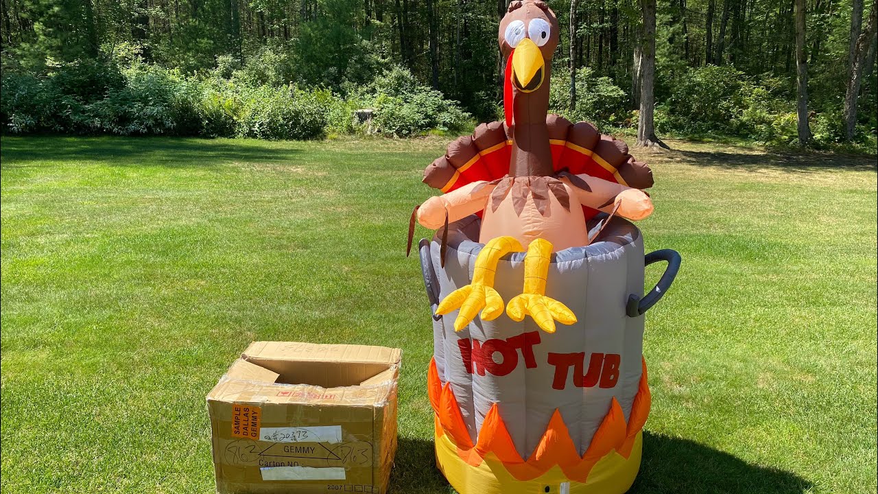 Gemmy Airblown Inflatable 6’ Prototype Turkey In Hot Tub Unboxing & Review