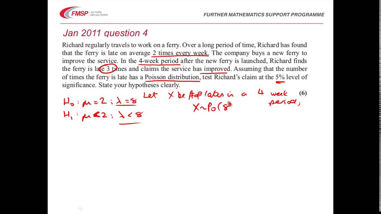 FMSP Revision Video: Edexcel S2 - Hypothesis Tests