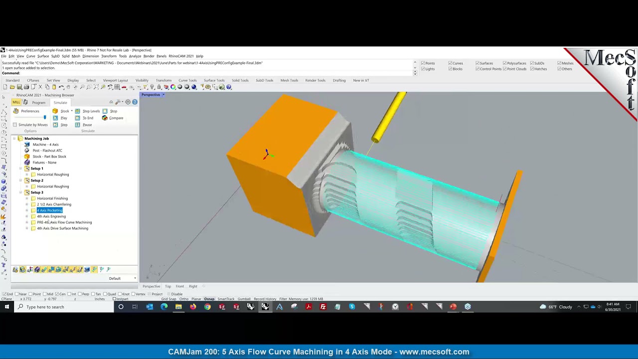 5 Axis Flow Curve Machining in 4 Axis Mode