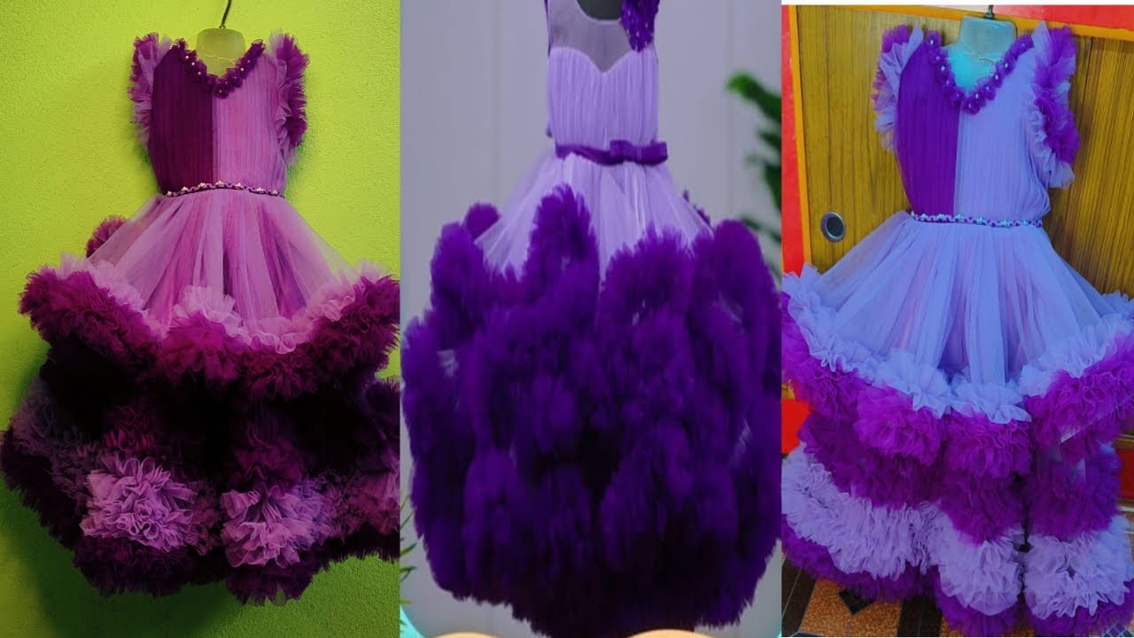 Party wear and birthday netted frock cutting and stitching Full video