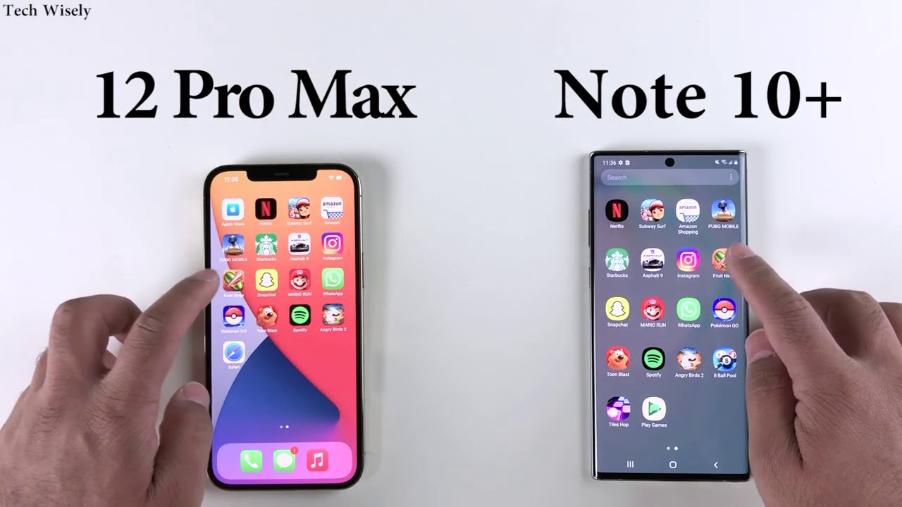 iPhone 12 Pro Max vs Note 10+  Speed Test Size Comparison Ram management
