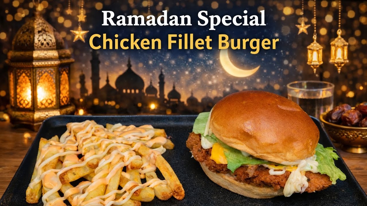 Homemade golden crispy chicken fillet burgers