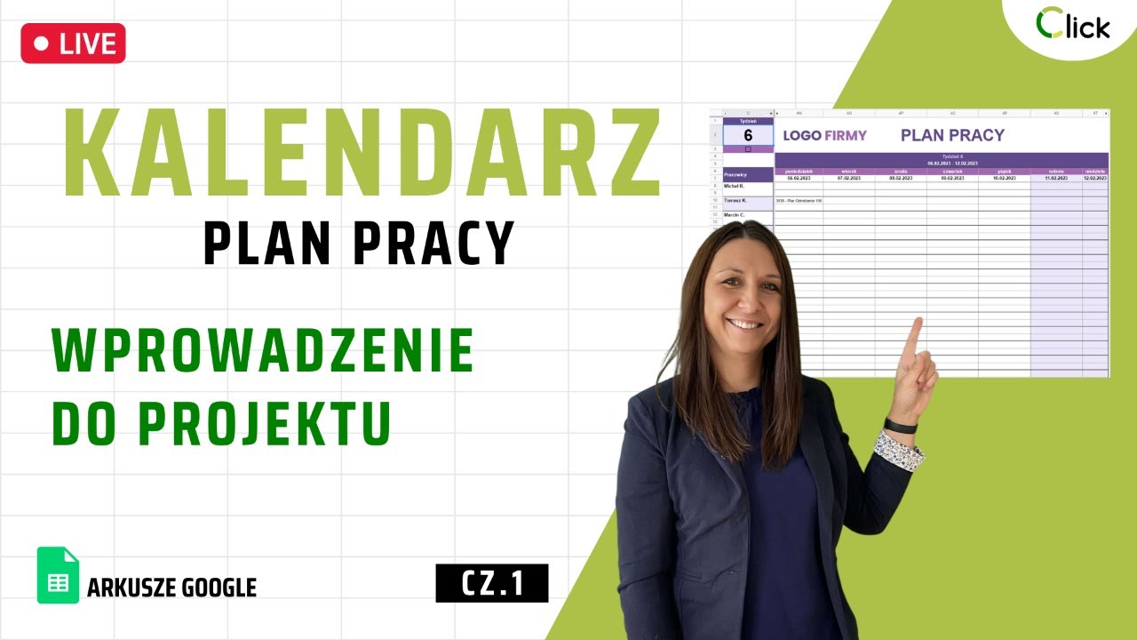 Kalendarz - plan pracy - Wprowadzenie do projektu [cz. 1]  Arkusze Google, Excel