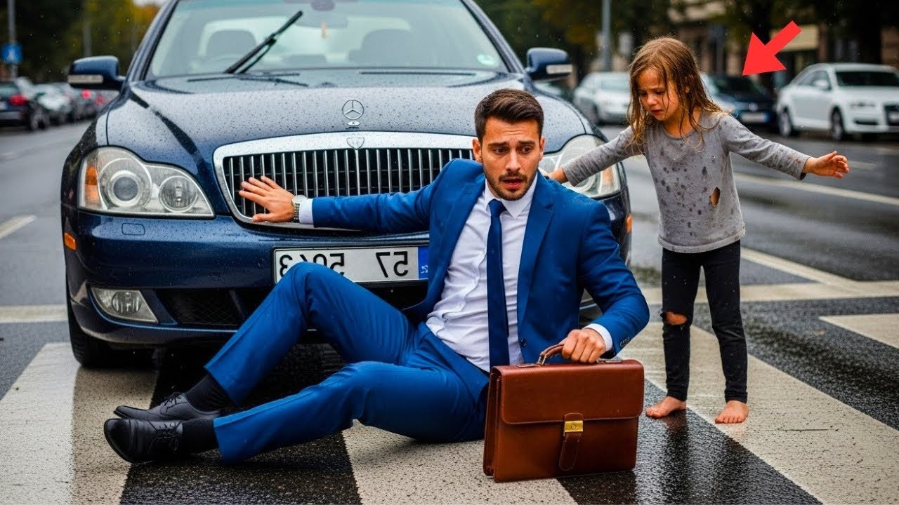 Milionar aproape că e călcat la trecerea de pietoni, dar o cerșetoare pășește în fața mașinii și