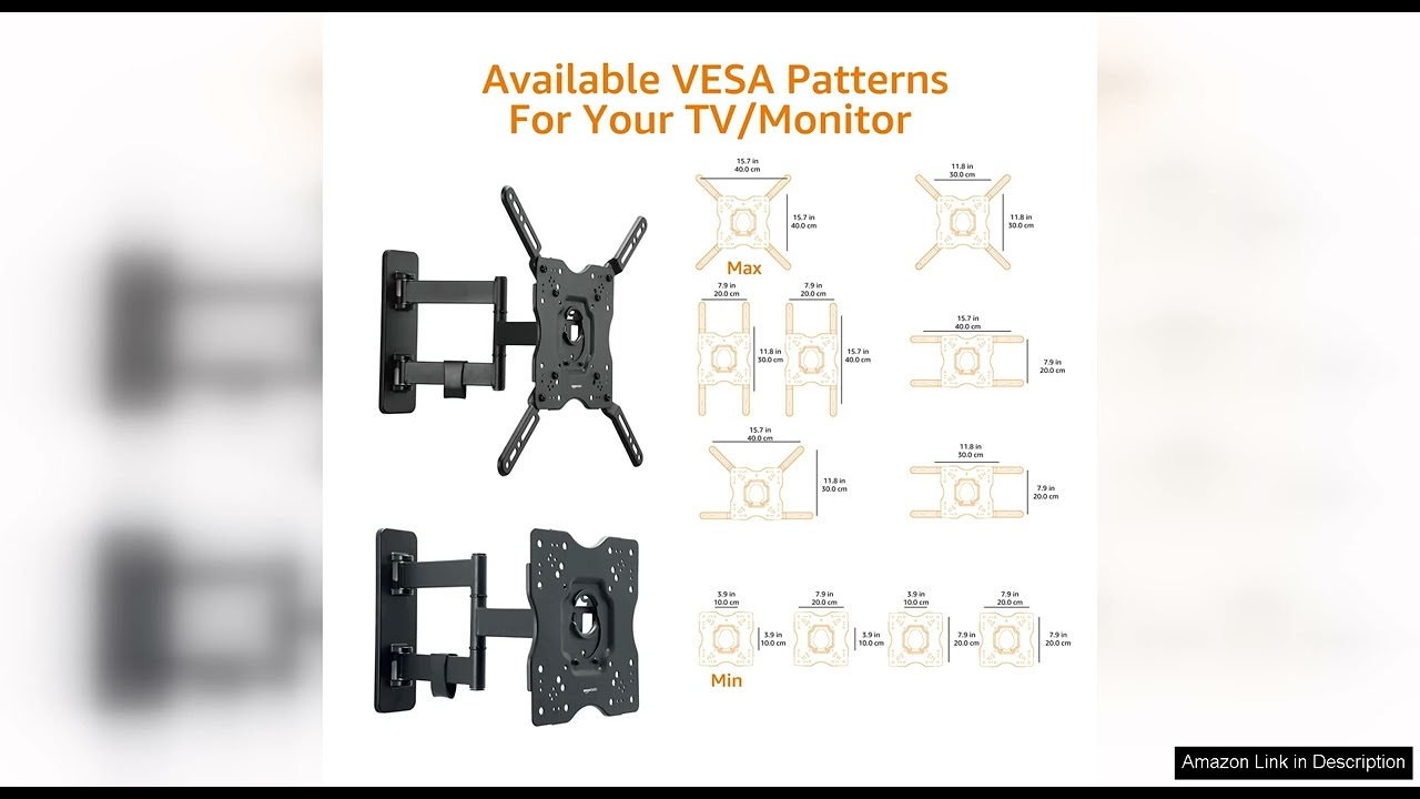 Amazon Basics Full Motion Articulating TV Monitor Wall Mount for 26