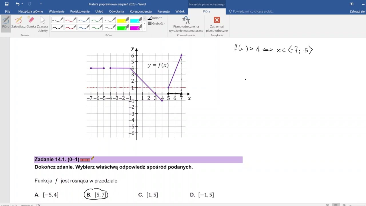 Matura poprawkowa z matematyki sierpień 2023 poziom podstawowy zadanie 14
