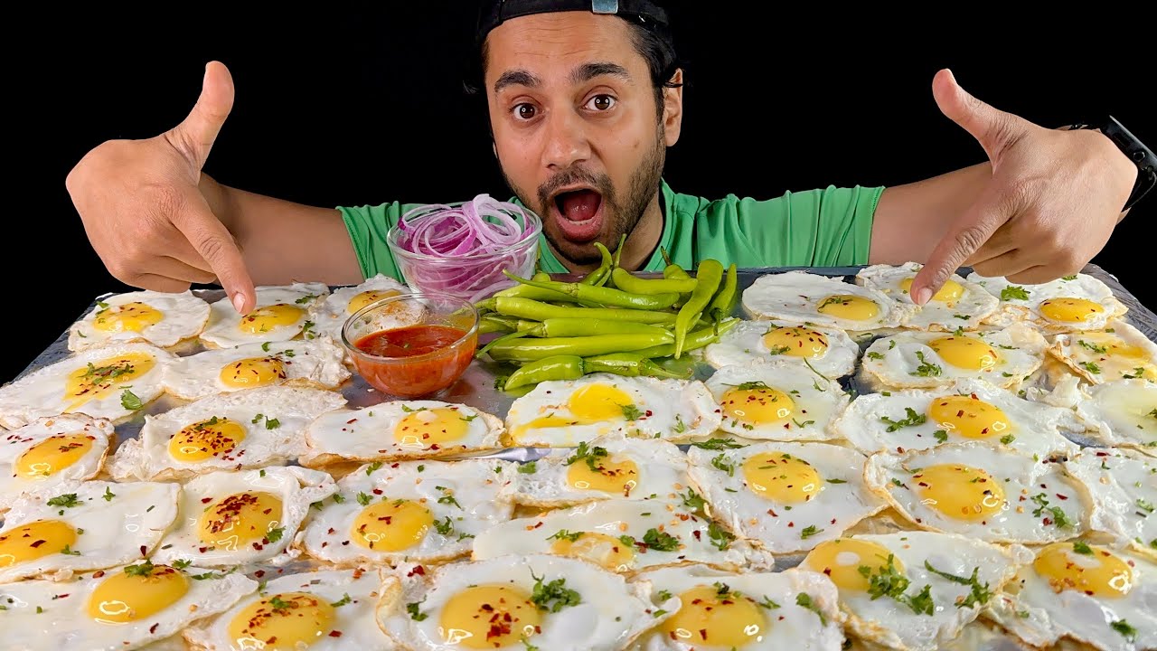 50 Half Fry Egg Challenge | 50 Green Chilli | Egg Eating Challenge