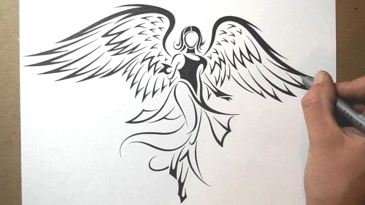 How to Draw an Angel - Tribal Tattoo Design Style