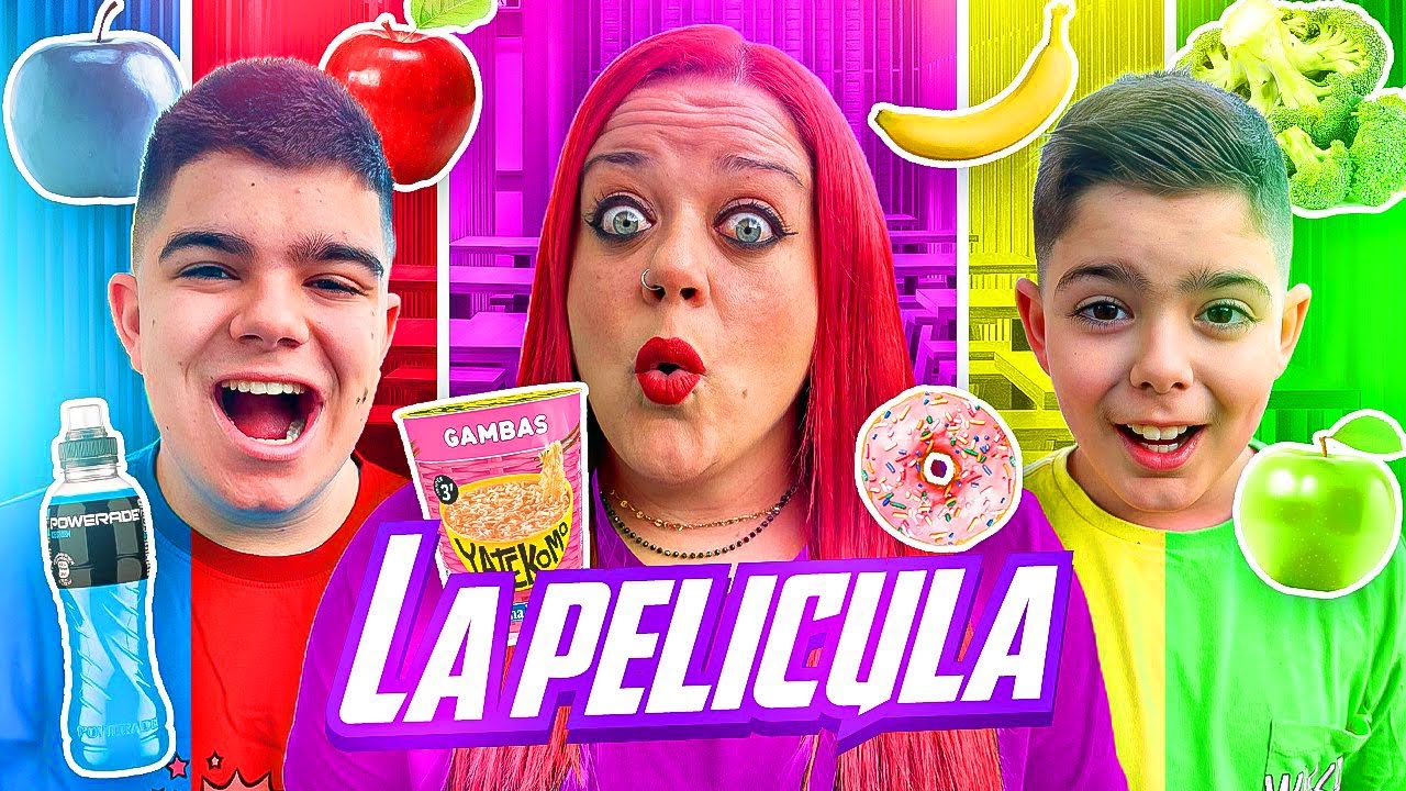 24 HORAS COMIENDO  DE COLORES AZUL,ROJO, VERDE,AMARILLO Y ROSA 