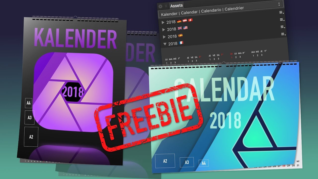 Kalender 2018 Freebies - Affinity Designer & Affinity Photo