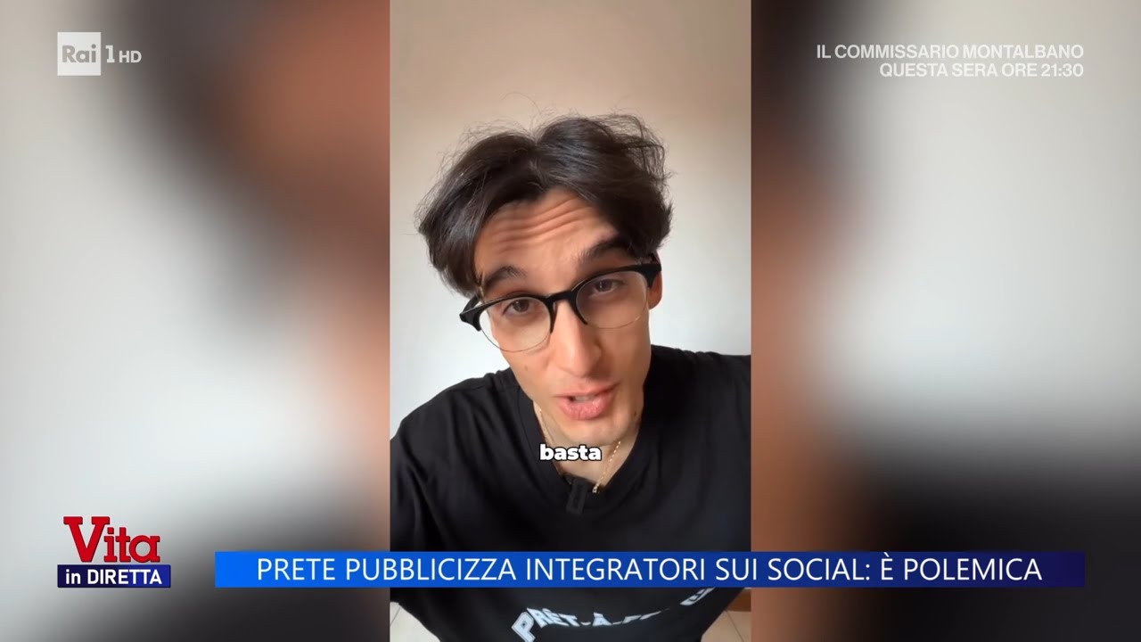 Il prete influencer fa pubblicit&agrave; agli integratori, le polemiche - Vita in diretta 23/09/2025