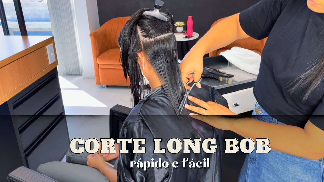 CORTE LONG BOB RÁPIDO E FÁCIL - COMO FAZER UM LONG BOB EM UM CABELO LISO NATURAL