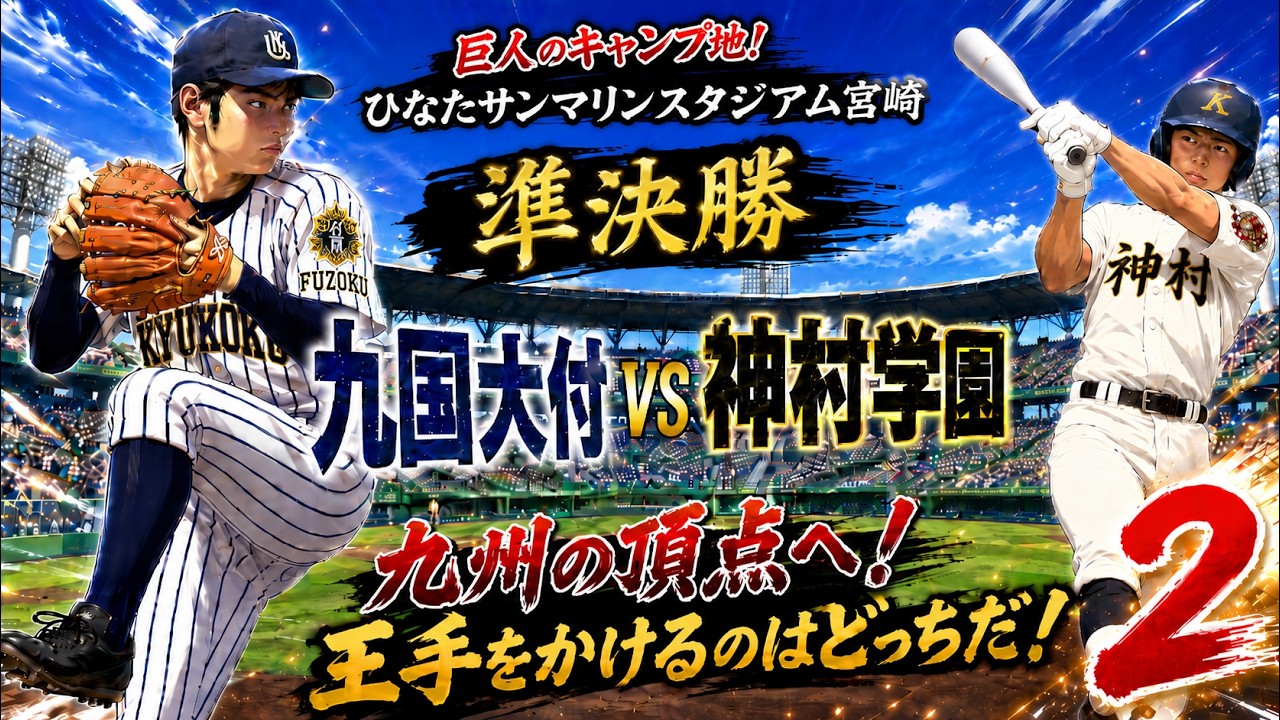 九州国際大付 vs 神村学園 ②【準決勝】選抜へ王手！激闘を制すのは！？ 2025年10月30日【４Ｋ】 第157回九州地区高校野球秋季大会 宮崎・ひなたサンマリンスタジアム宮崎