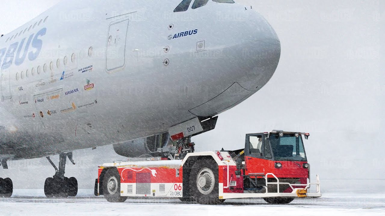 The Insane Amount of Power Pushback Trucks Pack to Move Giant Aircraft