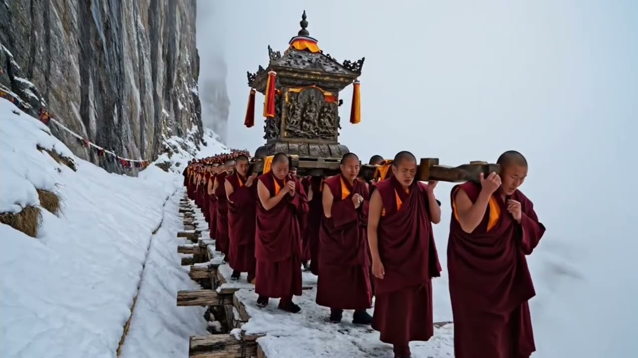 Sacred Buddha Procession Through the Mountain Peaks#BuddhaProcession #MountainRitual