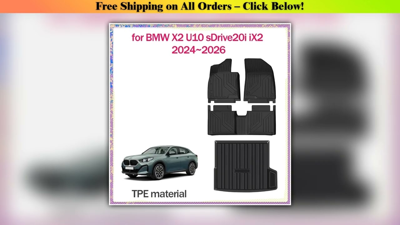Car Floor Mat for BMW X2 U10 sDrive20i iX2 2024~2026 TPE Foot Interior Liner Waterproof Trunk