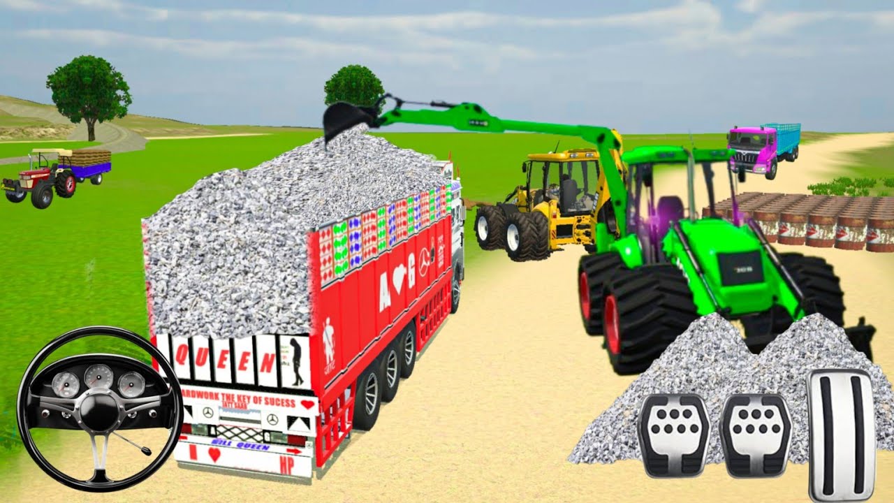 Drive JCB and loaded stone 🪨 in damper unloading From Damper Fast drive prat-321/#gamingvideos